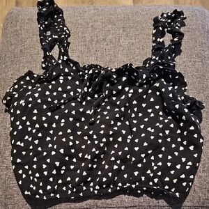 Abercrombie & Fitch Navy and White Heart Crop Top Xsmall Ruffles Summer Halter